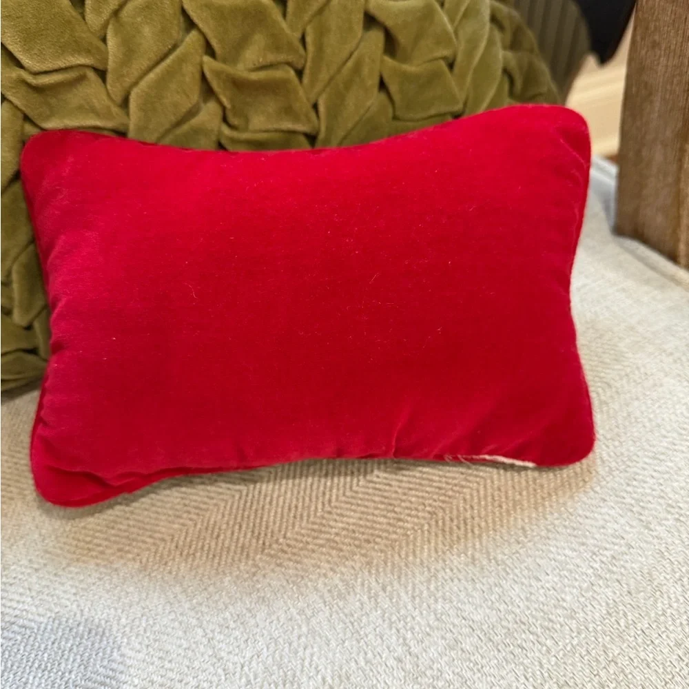 Lands End Festive Green and Red Holiday Pillow